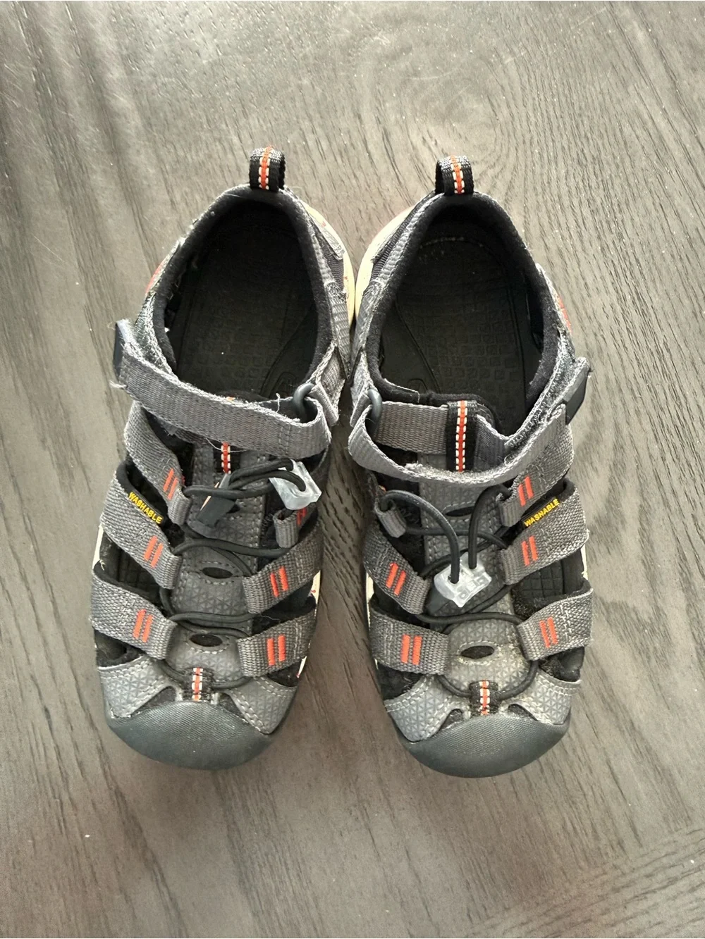 Keen Kids Closed Toe Hiking Sport Sandals Gray Orange US 12 EU 30 Washable